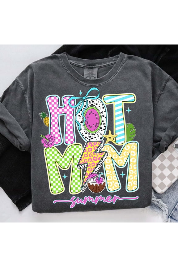 Hot Trending T-Shirt With Preppy Hot Mom Summer, Coquette Girly Summer, Vacation, Retro Summer Vibes, Beach, Trip, Summer Design Preview Only