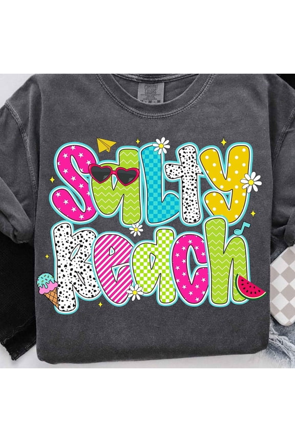 Hot Trending T-Shirt With Preppy Salty Beach, Bright Summer, Vacation, Beach, Hello Summer, Preppy Summer Vibes Colorful Summer Design Preview Only