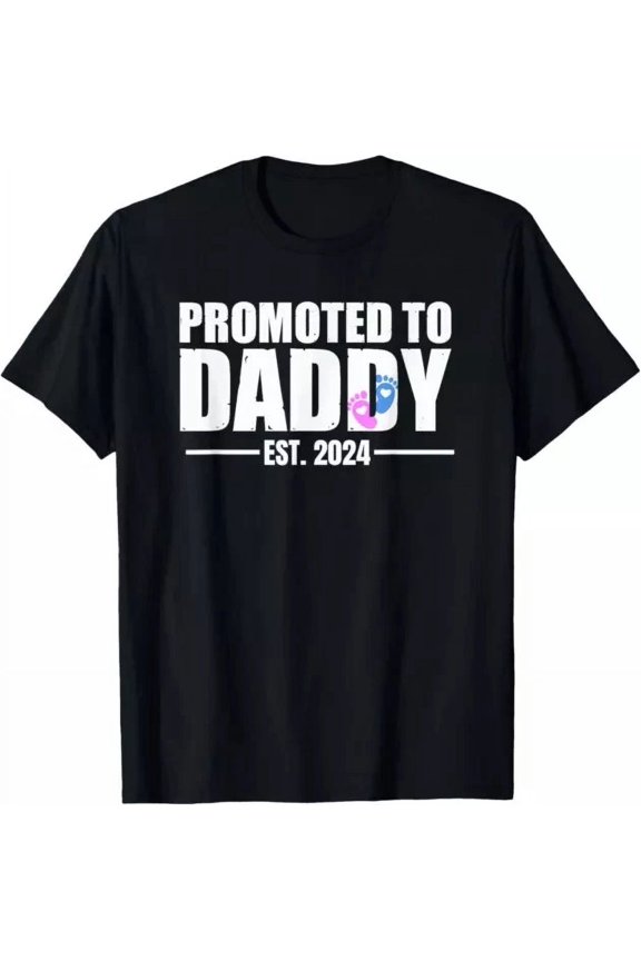 Hot Trending T-Shirt With Promoted To Daddy Est 2024 New Dad Father Fraternal Twins Design Preview Only