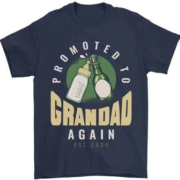 Hot Trending T-Shirt With Promoted To Grandad Est. 2026 T-Shirt Design Preview Only