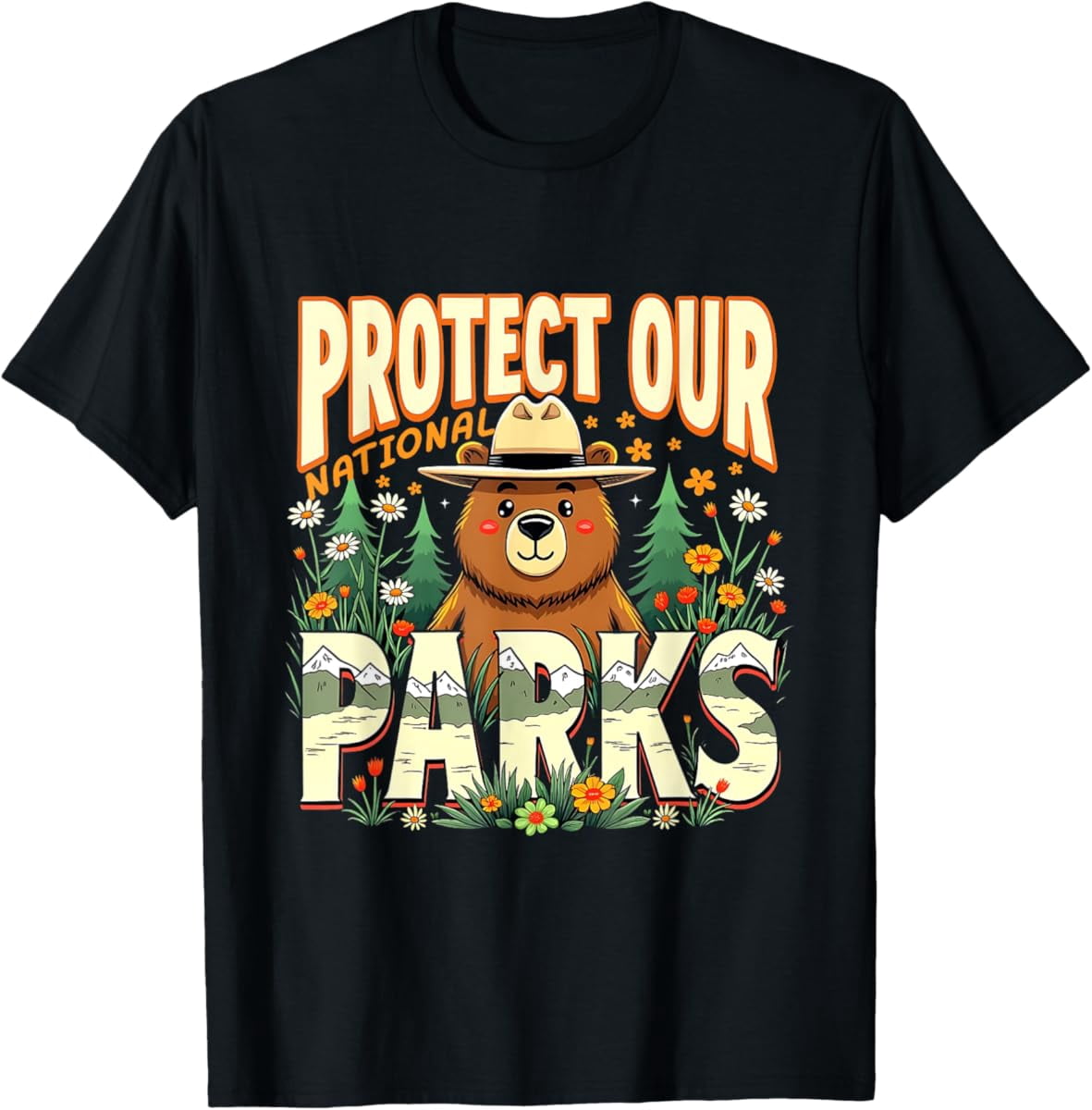Protect Our National Parks Graphic Tee - Women's Casual V Neck Short Sleeve T-Shirt, Soft Cotton Blend (Sizes S-5XL)
