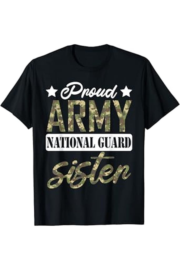 Hot Trending T-Shirt With Proud Army National Guard Sister Military Family Veteran T-Shirt Design Preview Only