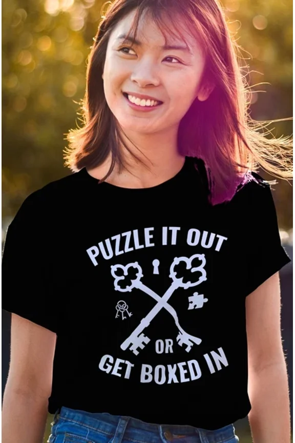 Hot Trending T-Shirt With Puzzled It Out Or Get Boxed In T-Shirt, Escape Room Puzzle Game Tee, Game Shirt Design Preview Only