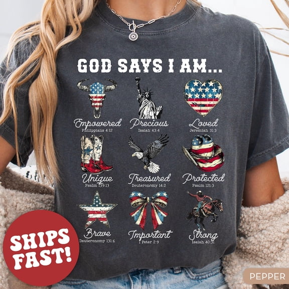 Hot Trending T-Shirt With Qunhshirt 4Th Of July Shirt, Christian Shirt, Jesus Shirt, Usa Religious Shirt, Trendy Christian Shirt Design Preview Only