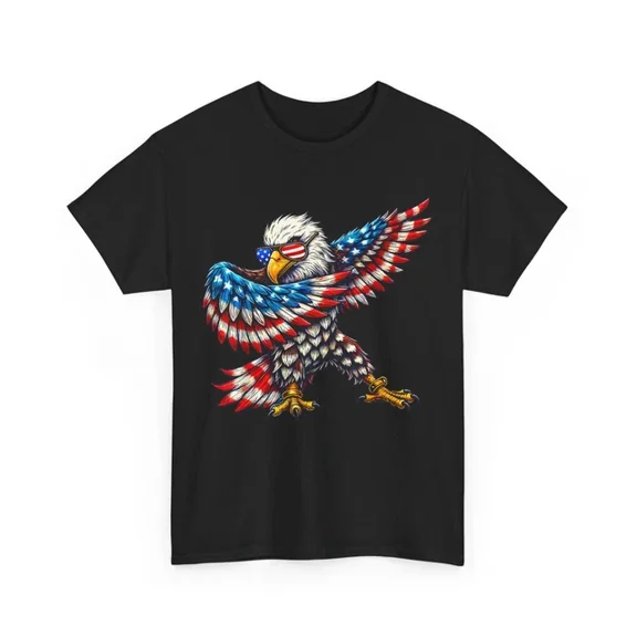 Hot Trending T-Shirt With Qunhshirt 4Th Of July T-Shirt, American Flag Bald Eagle Women Men Patriotic T-Shirt Design Preview Only