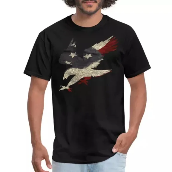 Hot Trending T-Shirt With Qunhshirt American Eagle Us Flag Independence Day 4Th Of July Funny Gift Tee Design Preview Only