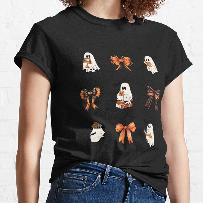 Hot Trending T-Shirt With Reading Sheet Ghost Orange Cute Ghosts ...