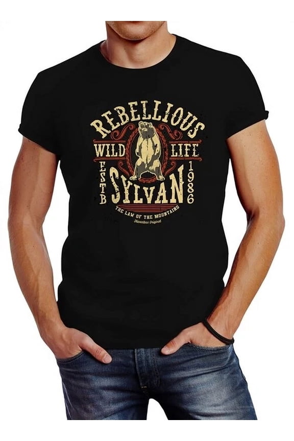 Hot Trending T-Shirt With Rebellious Sylvan Bear Logo Grizzly Bear Vintage Print College T Design Preview Only