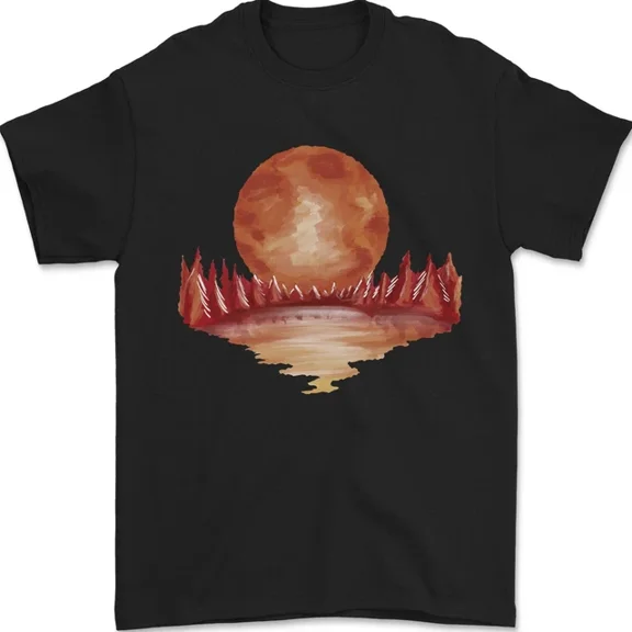 Hot Trending T-Shirt With Red Moon Lake Universe Cosmos Space T-Shirt Design Preview Only