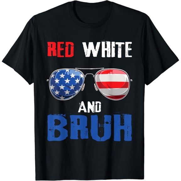 Hot Trending T-Shirt With Red White And Bruh 4Th Of July Boys Patriotic Teens Kids T-Shirt Design Preview Only