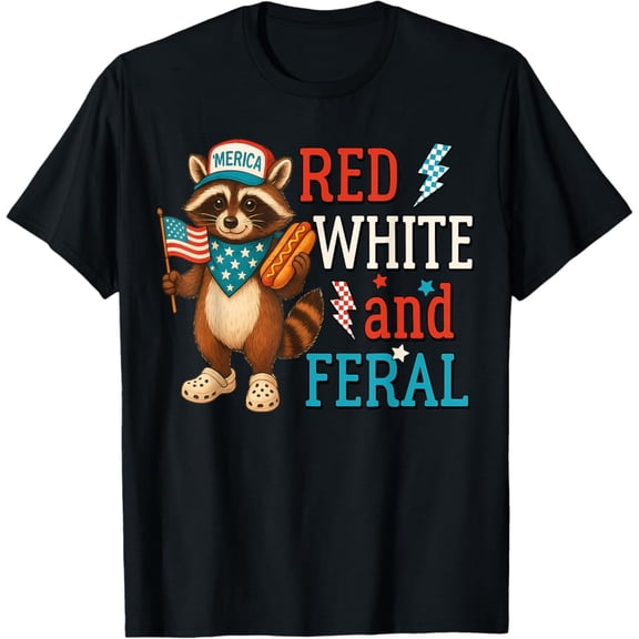 Hot Trending T-Shirt With Red White And Feral Funny 4Th Of July Patriotic T-Shirt Design Preview Only