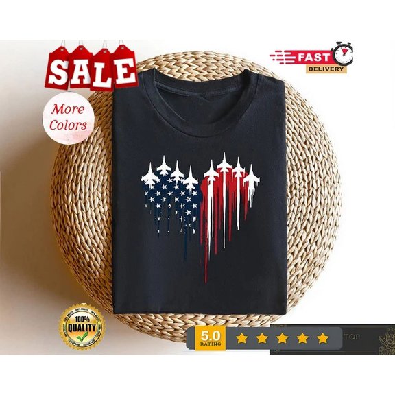 Hot Trending T-Shirt With Red White Blue Air Force Flyover T-Shirt, 4Th Of July Shirt, Independence Design Preview Only