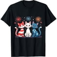 thumbnail image 1 of Hot Trending T-Shirt With Red White Blue Cats Usa Flag Firework 4Th Of July Men Women T-Shirt Design Preview Only, 1 of 5