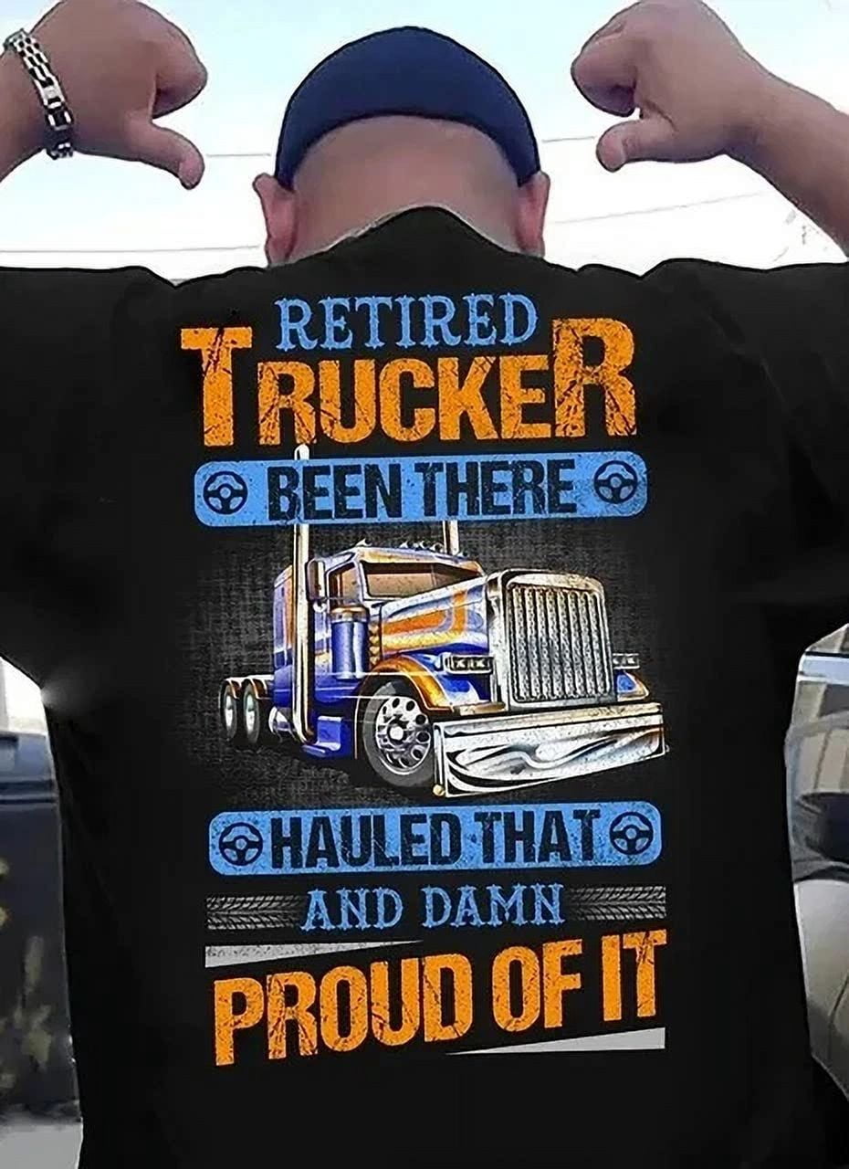 Truck Driver T-Shirt - "Finally Caught Up On My Logbook" Retired Trucker Gift Tee For Men & Women, Navy, X-Large