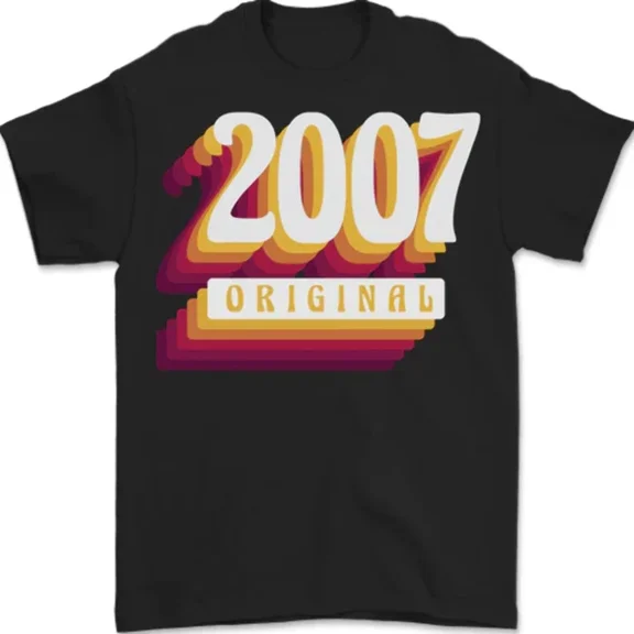 Hot Trending T-Shirt With Retro 18Th Birthday Original 2007 T-Shirt Design Preview Only