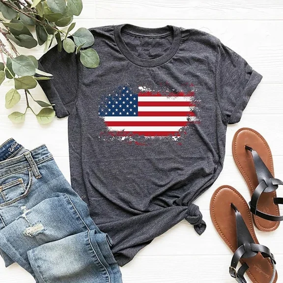 Hot Trending T-Shirt With Retro 4Th Of July Shirt, American Flag Shirt, Usa Map Graphic Tees Design Preview Only
