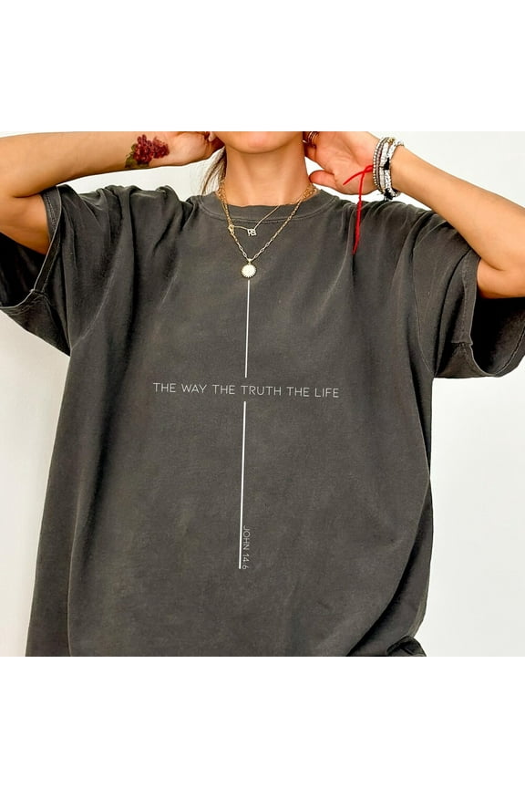Hot Trending T-Shirt With Retro Christian , The Way The Truth The Life, Faith Based, Jesus Lover Gift, Church Group Crewneck Design Preview Only