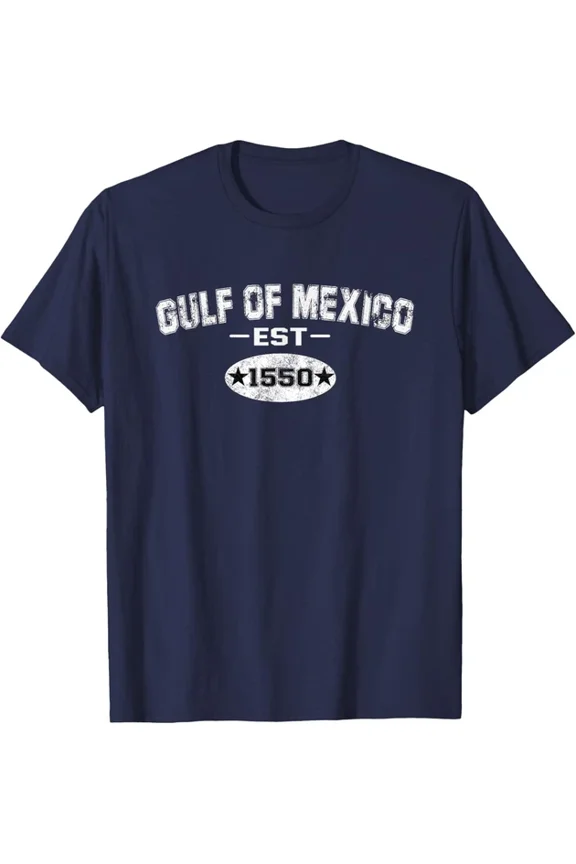 Hot Trending T-Shirt With Retro Gulf Of Mexico Est 1550 Mexican Flag Design Preview Only