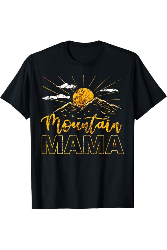 Hot Trending T-Shirt With Retro Mountain Mama Mom Hiking T-Shirt Design Preview Only
