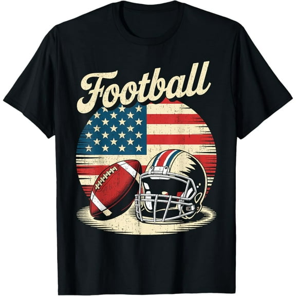 Hot Trending T-Shirt With Retro Patriotic Football Usa Flag 4Th Of July For Men Women T-Shirt Design Preview Only