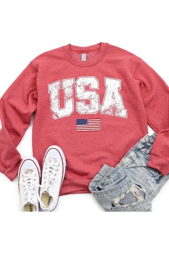 Hot Trending T-Shirt With Retro Usa, Womens Usa Crewneck, Usa, America, 4Th Of July, Patriotic Design Preview Only