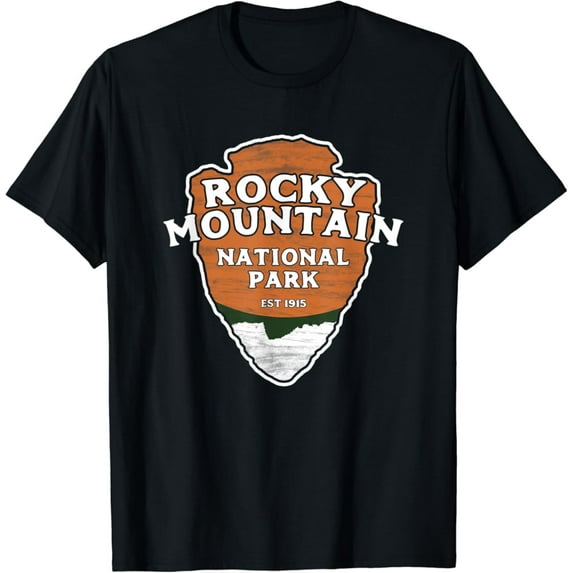 Hot Trending T-Shirt With Rocky Mountain National Park Classic Style Arrowhead Sign T-Shirt Design Preview Only