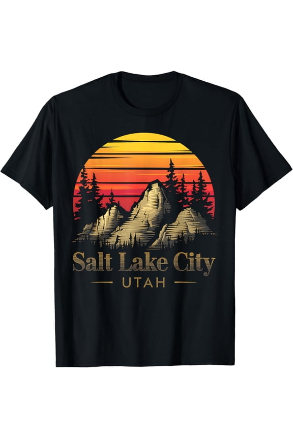 Hot Trending T-Shirt With Salt Lake City Utah Mountain Hiking Souvenir Gift Ut T-Shirt Design Preview Only