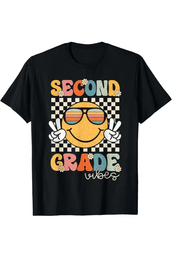 Hot Trending T-Shirt With Second Grade Vibes Smile First Day Of School 2Nd Grade Team T-Shirt Design Preview Only