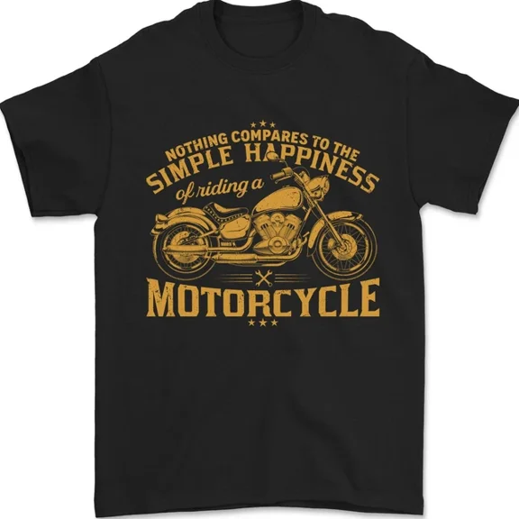 Hot Trending T-Shirt With Simple Happiness Biker Motorcycle Motorbike T-Shirt Design Preview Only