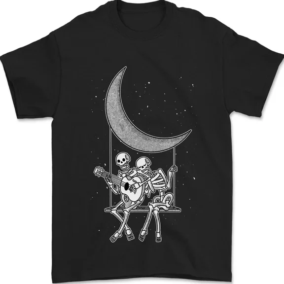 Hot Trending T-Shirt With Skeletons On The Moon Playing Guitar T-Shirt Design Preview Only