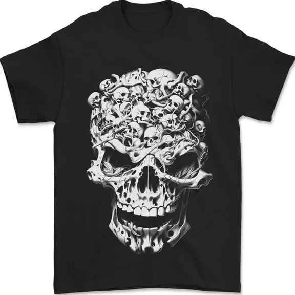 Hot Trending T-Shirt With Skull Made Of Skulls Heavy Metal Rock Music T-Shirt Design Preview Only
