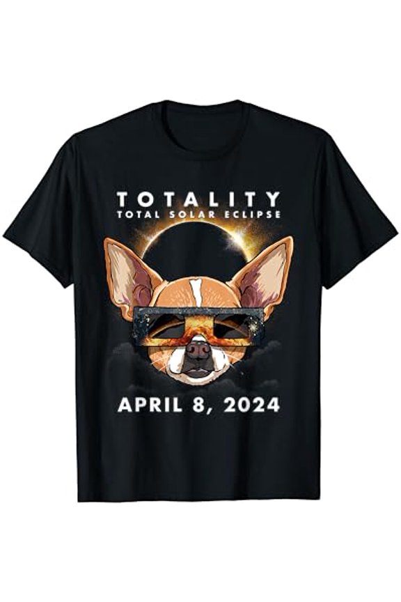 Hot Trending T-Shirt With Solar Eclipse Shirt 2024 Chihuahua Dog Wearing Glasses T-Shirt Design Preview Only