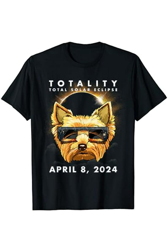 Hot Trending T-Shirt With Solar Eclipse Shirt 2024 Yorkshire Terrier Dog T-Shirt Design Preview Only