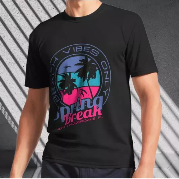 Hot Trending T-Shirt With Spring Break Beach Vibes Only Fort Lauder Logo Men'S T-Shirt Funny Size S To 5Xl Design Preview Only