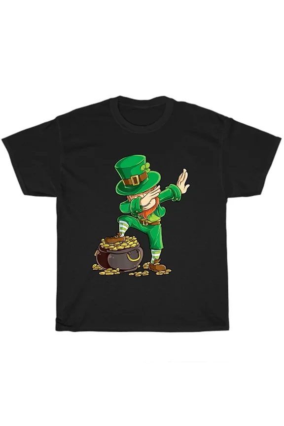 Hot Trending T-Shirt With St Patricks Day Dabbing Leprechaun Dab Dance Shamrock Gold Coin Pot T-Shirt Gift