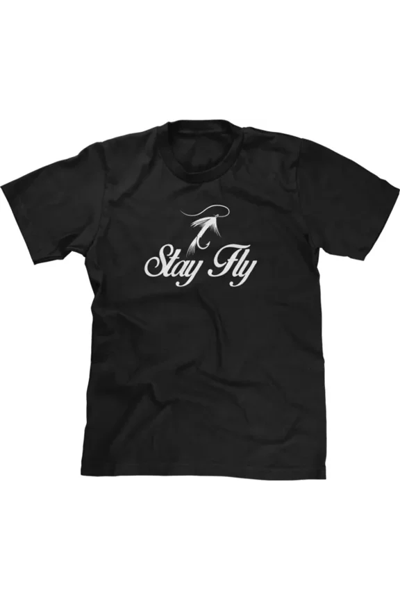 Hot Trending T-Shirt With Stay Fly Fathers Day Gift Funny Fishing Dad Script Lure Design Preview Only
