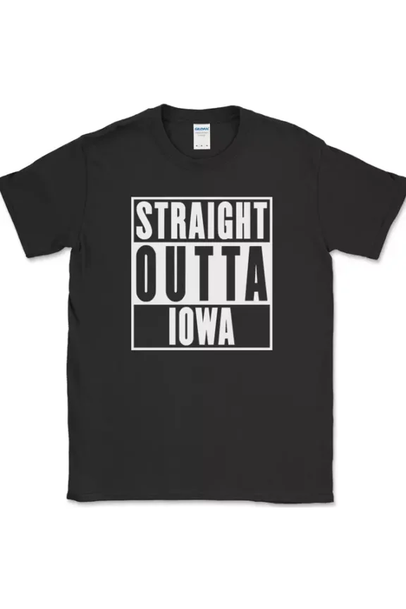 Hot Trending T-Shirt With Straight Outta Iowafunny State Gift Novelty Design Preview Only