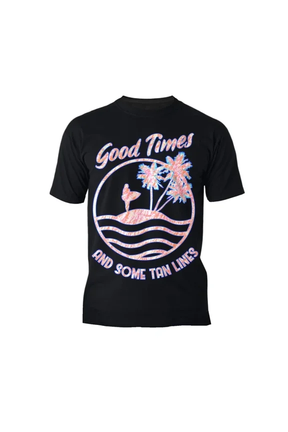 Hot Trending T-Shirt With Summer Vibes Good Times Tan Lines Retro Beach Men'S T-Shirt Design Preview Only