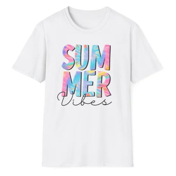 Hot Trending T-Shirt With Summer Vibes Soft Style T-Shirt Fun Beach Tee, Relaxing Shirt, Color Options Design Preview Only