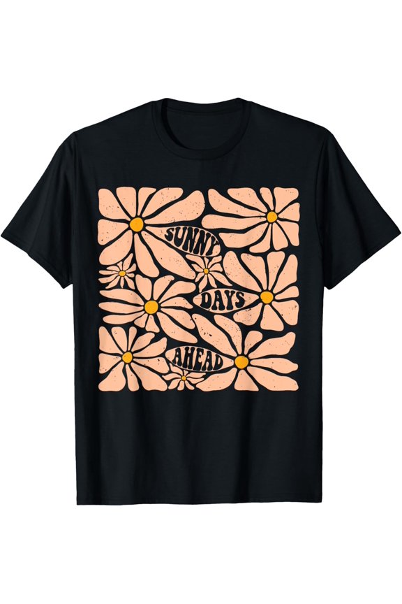 Hot Trending T-Shirt With Sunny Days Ahead Summer Holiday Beach Boho Hippie Floral