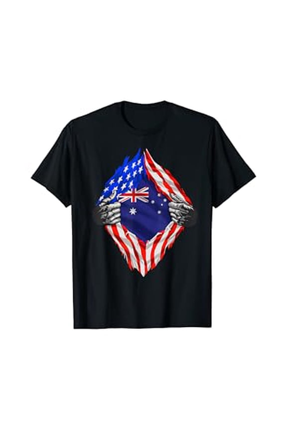 Hot Trending T-Shirt With Super Australian Heritage Australia Roots Usa Flag Gift T-Shirt Design Preview Only