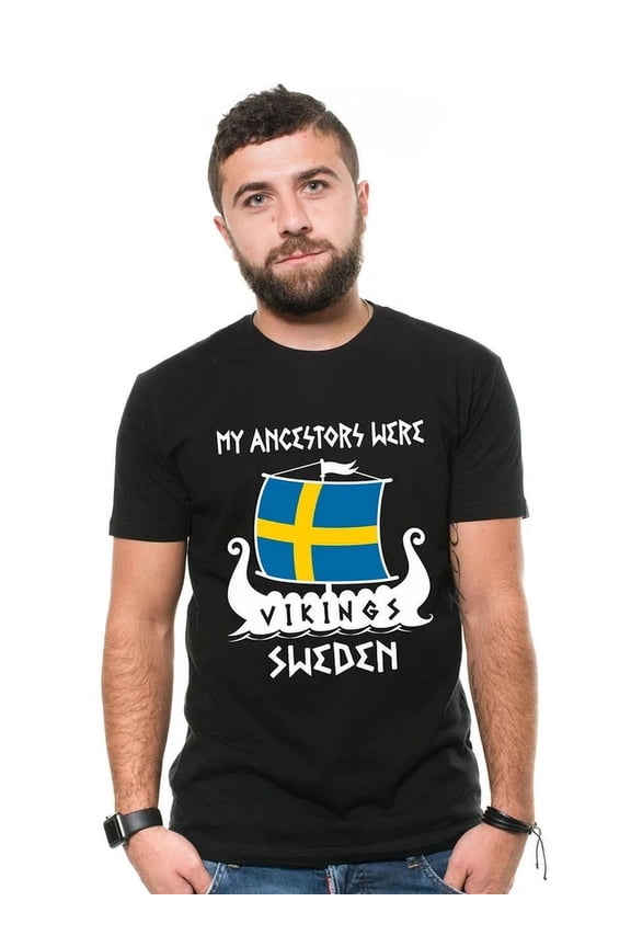 Hot Trending T-Shirt With Sweden Patriotic Tee Swedish Flag My Ancestors Were Vikings Design Preview Only