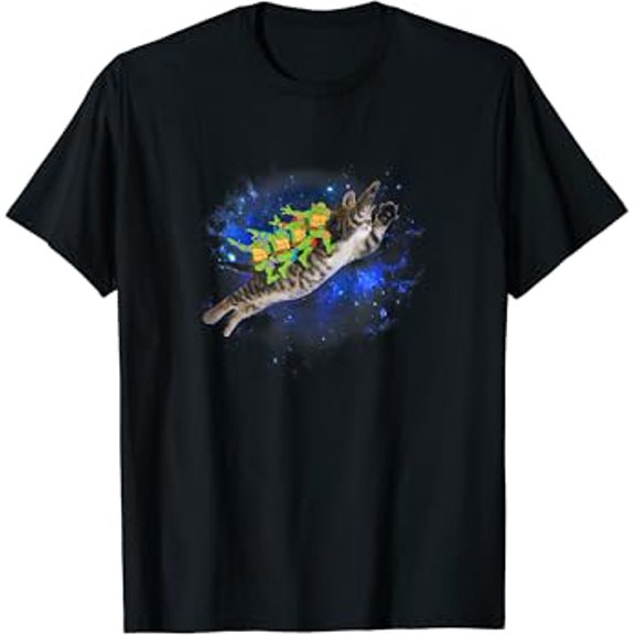 Hot Trending T-Shirt With Teenage Power Dab Riding Cosmic Cat T-Shirt Design Preview Only