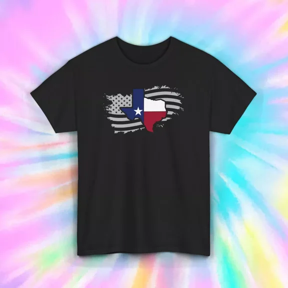 Hot Trending T-Shirt With Texas Flag Shirt American State Outline Souvenir Gift Design Preview Only