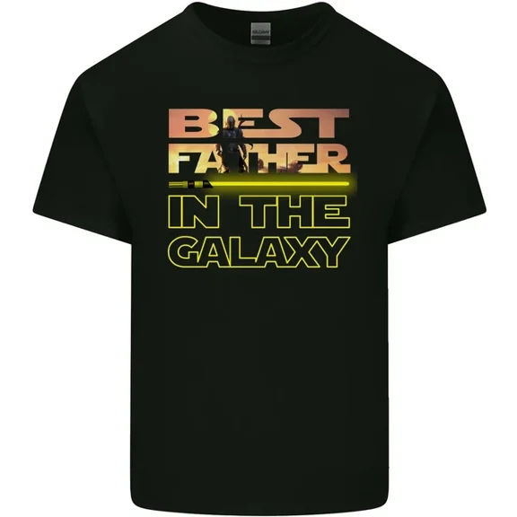 Hot Trending T-Shirt With The Best Father In The Galaxy Fathers Day Mens Light T-Shirt Design Preview Only