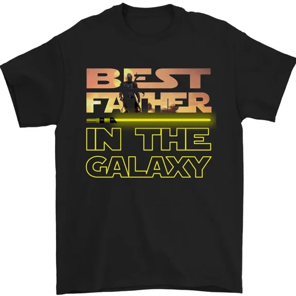 Hot Trending T-Shirt With The Best Father In The Galaxy Fathers Day Mens T-Shirt Cotton Design Preview Only