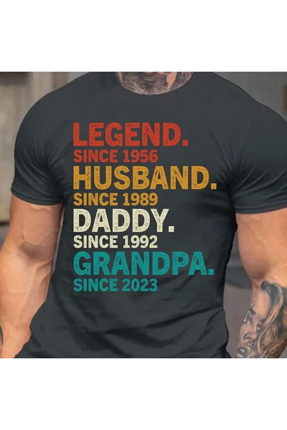 Hot Trending T-Shirt With The Legend Father Grandpa Parent Dad Doggy Daddy Father Day Present Gift Men Tee Design Preview Only
