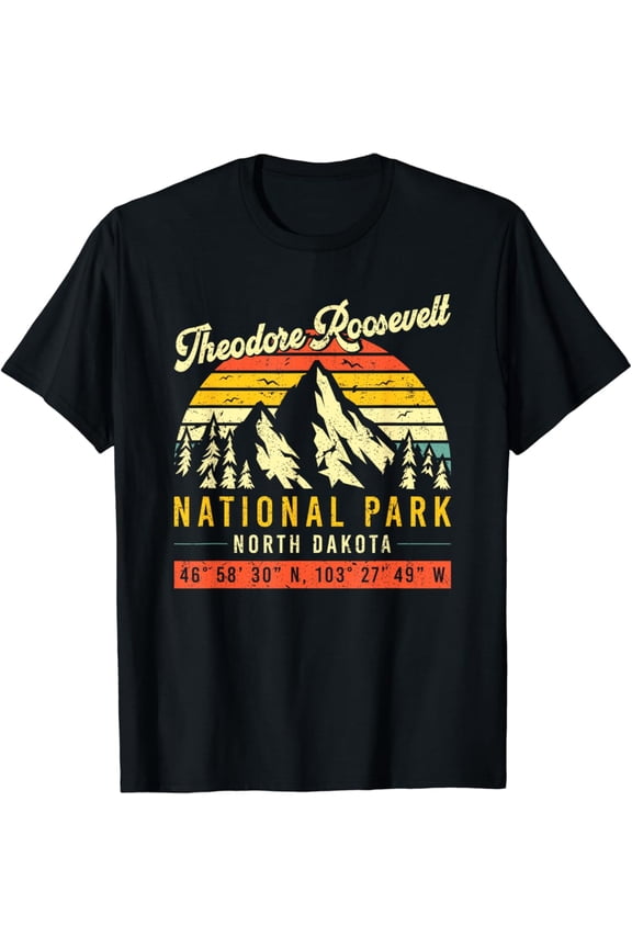 Hot Trending T-Shirt With Theodore Roosevelt Vintage Retro North Dakota National Park T-Shirt Design Preview Only