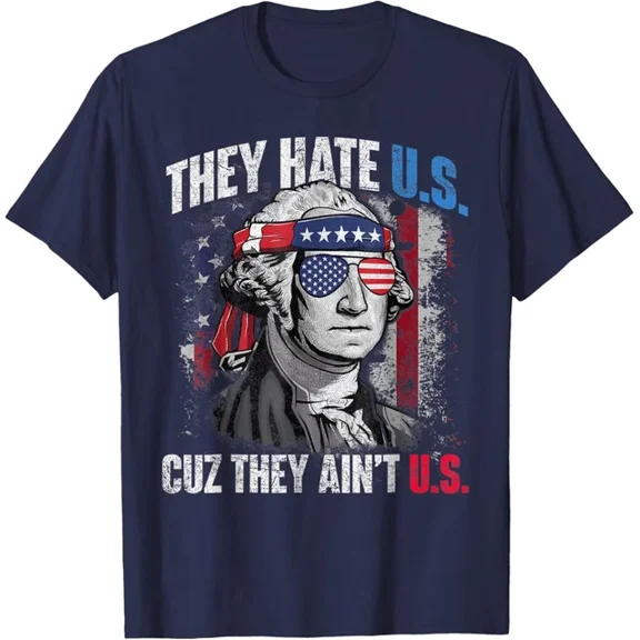 Hot Trending T-Shirt With They Hate Us Cuz They Ain'T Us Usa American Flag 4Th Of July T-Shirt Design Preview Only