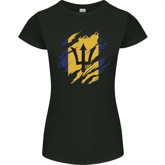 Hot Trending T-Shirt With Torn Barbados Flag Barbadians Day Football T-Shirt Design Preview Only